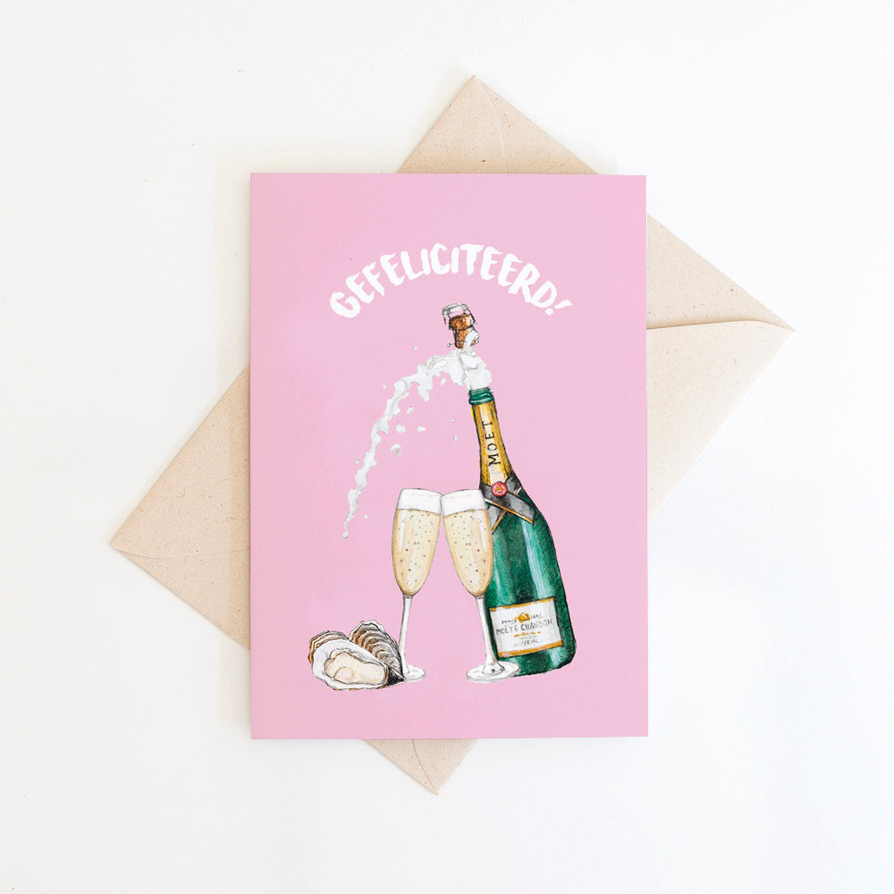 Dubbele Wenskaart Champagne