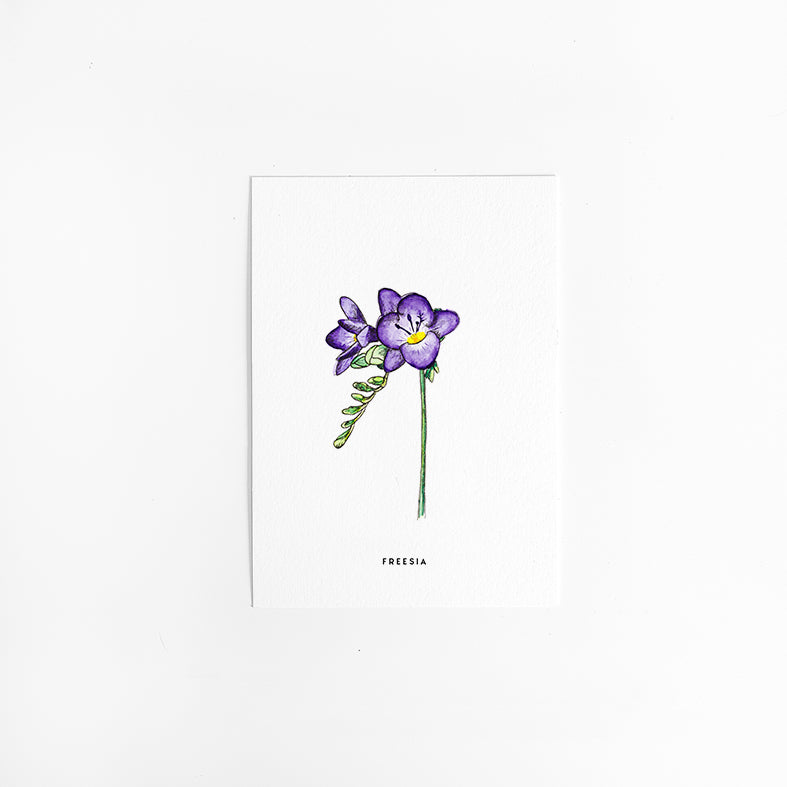 Wenskaart Bloemen: Freesia