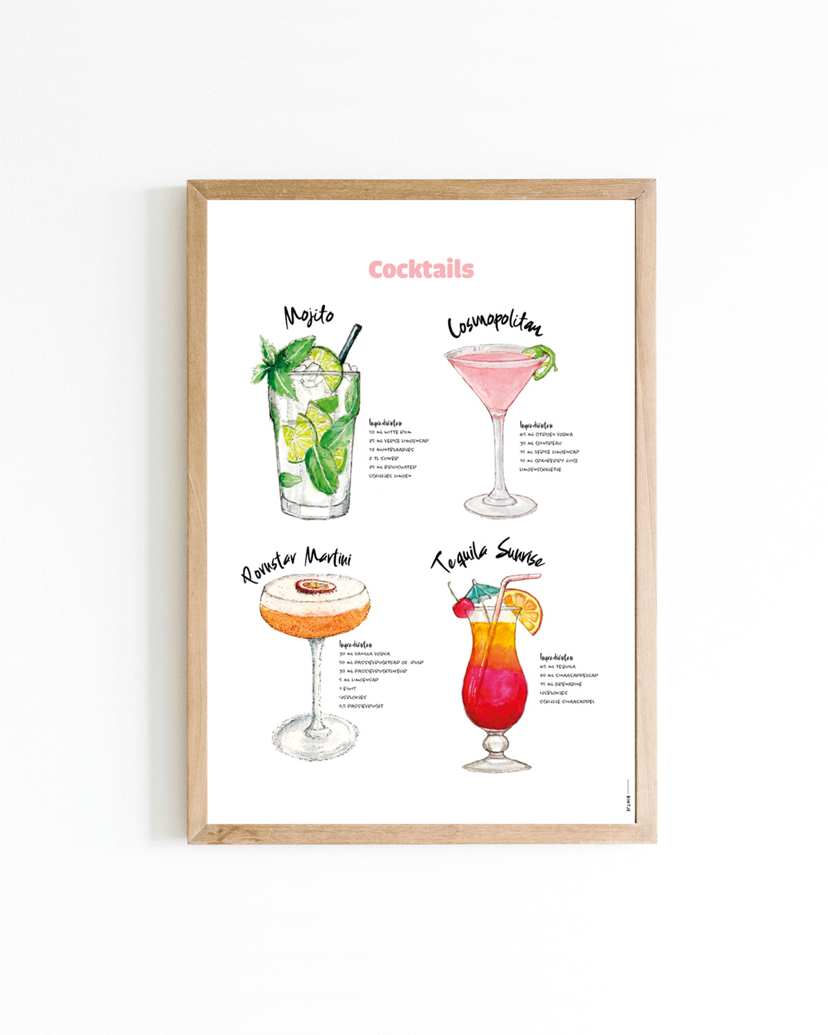 Poster A4 Keuken: Cocktails