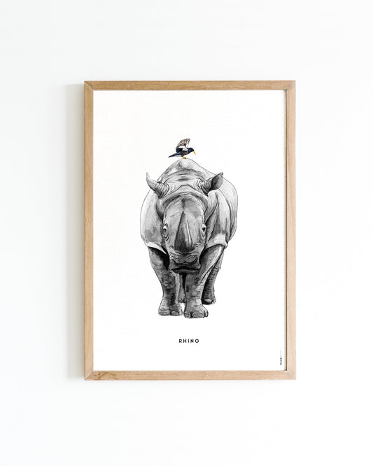 Poster 50x70 Neushoorn