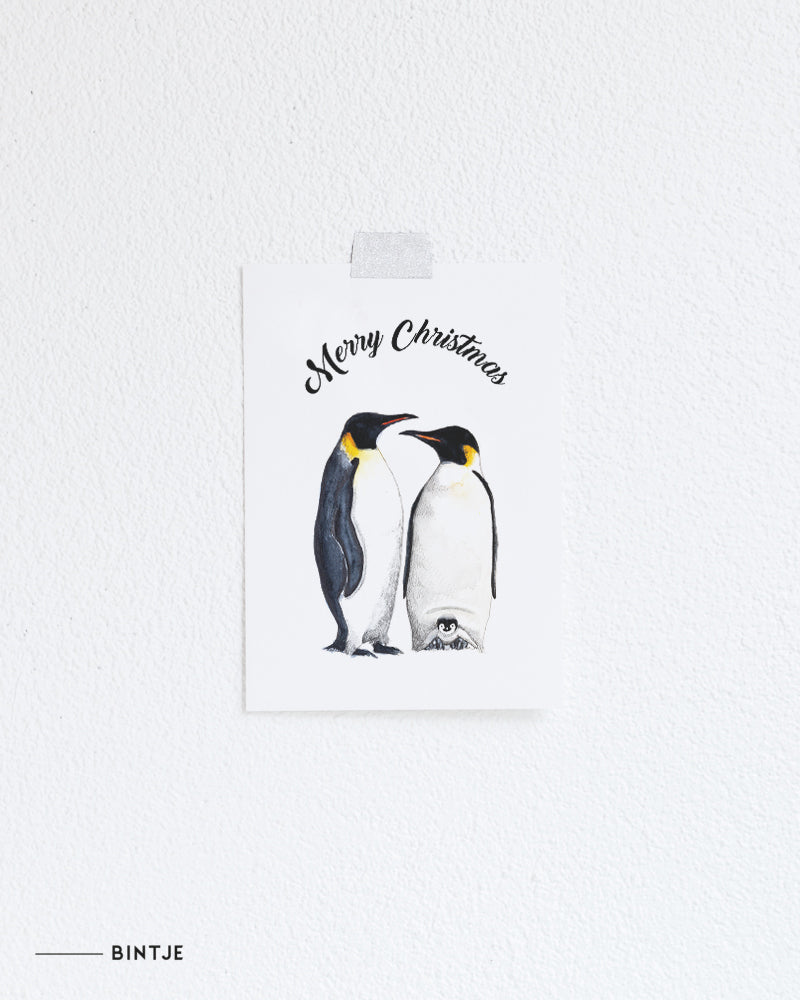 Wenskaart Kerst Pinguins
