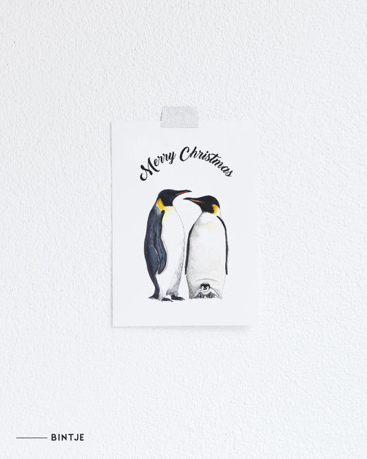 Wenskaart Kerst Pinguins