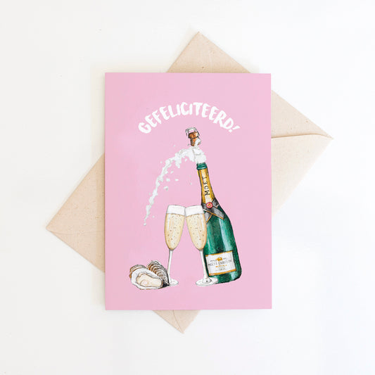 Dubbele Wenskaart Champagne