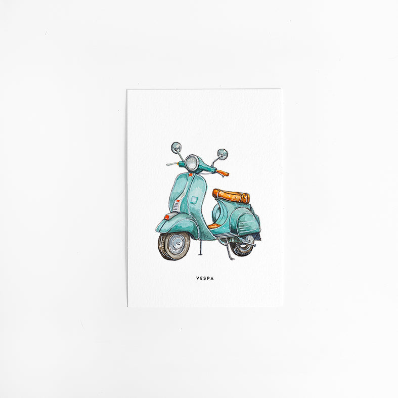 Wenskaart Divers: Vespa Scooter