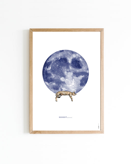Poster 30x40 Poes op de maan