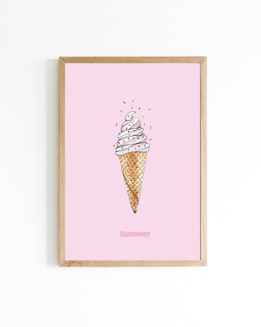 Poster A4 IJsje: Softijsje roze