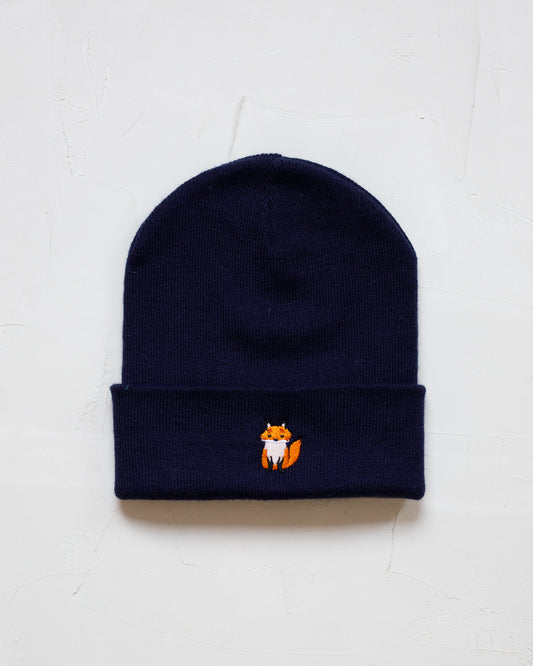 Donkerblauwe Muts met Vosje